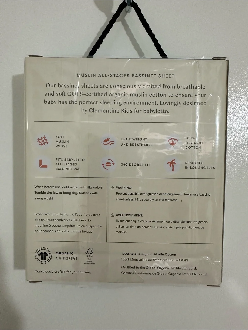BABYLETTO Organic Cotton White Muslin All-Stages Bassinet Sheet NWT
